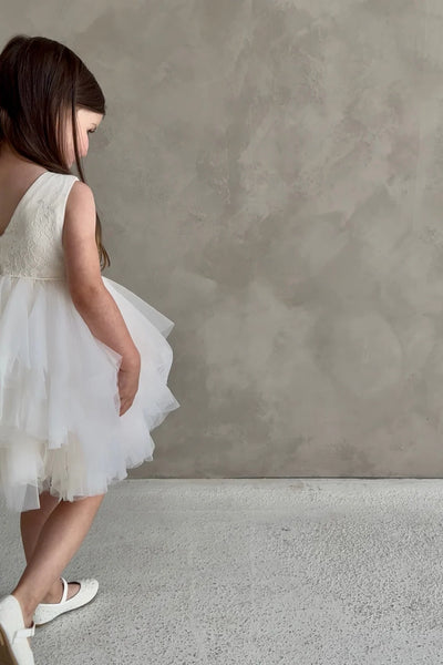 Annelise Rose Pale Pink Lace & Tulle Baby Dress