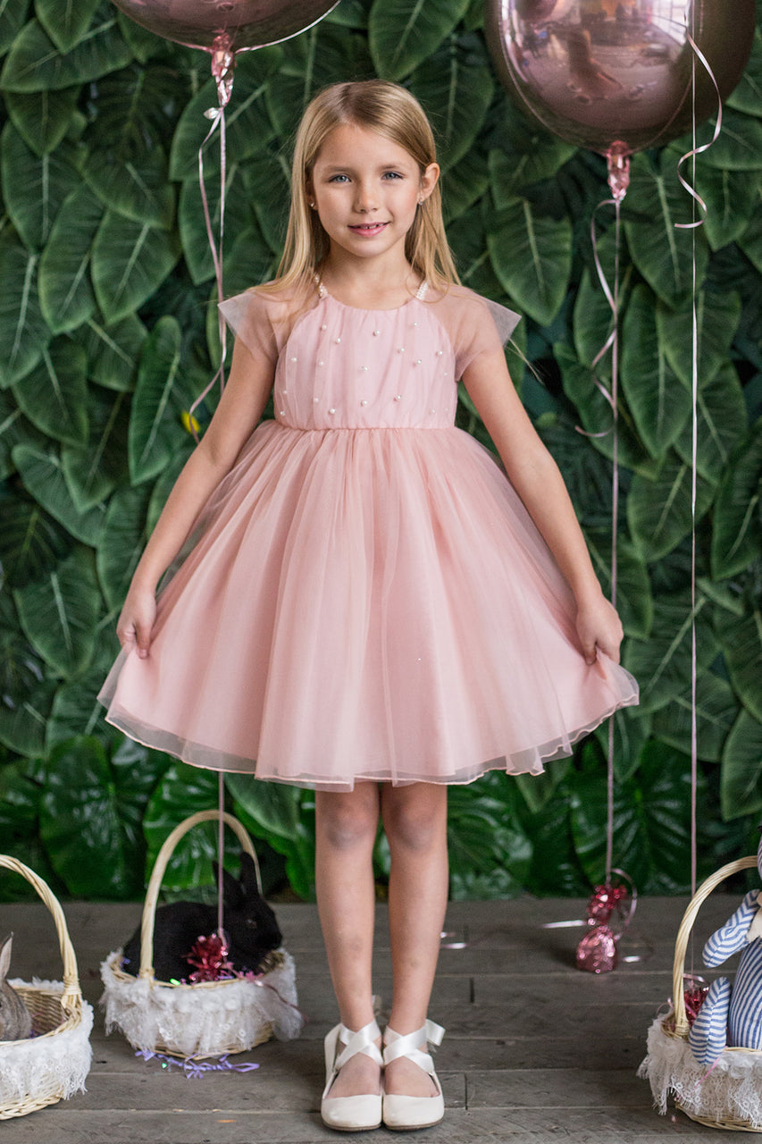Lovely Kids Dress With Pearl Bodice 