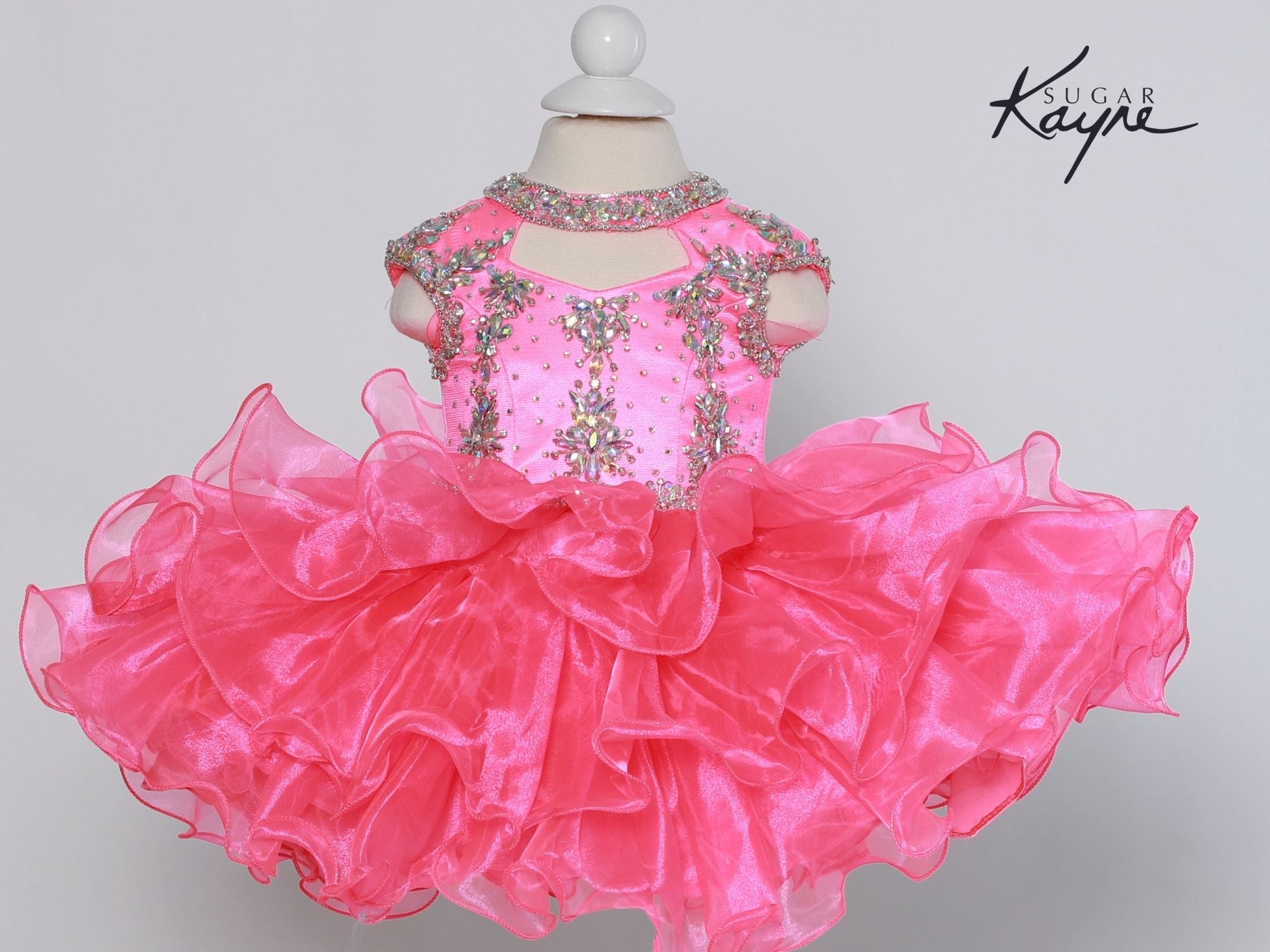 Sugar Kayne Little Girls Organza Beaded Cupcake Pageant Party Dress