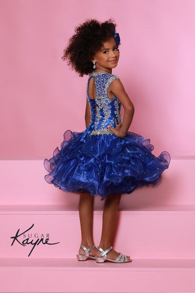 Sugar Kayne Girls Sparkling Organza Beaded Pageant Party Cupcake Dress