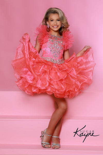 Sugar Kayne Fun In Frill Girls Organza Beaded Cupcake Pageant Dress