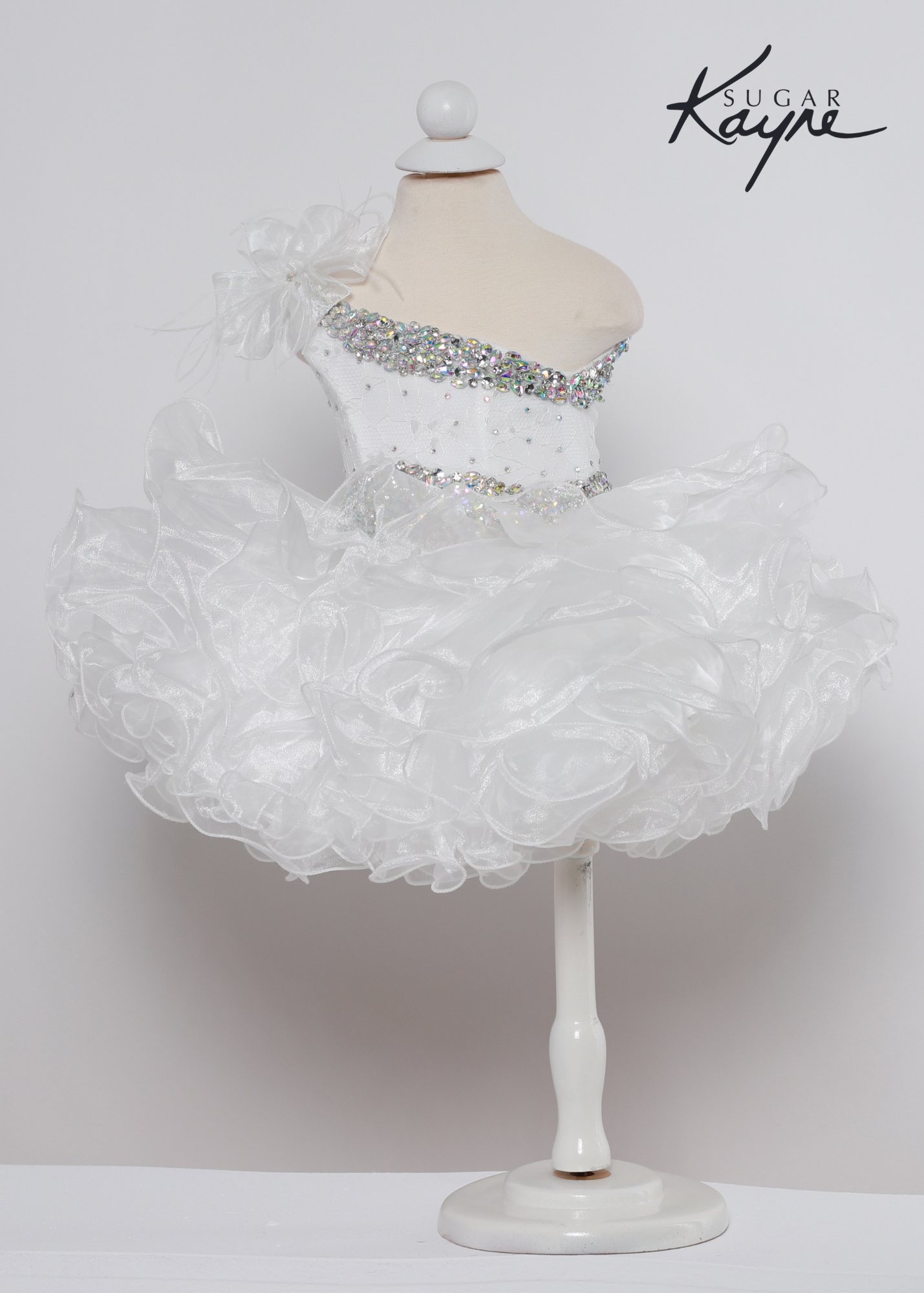 Sugar Kayne Organza Crystal Embellished Pageant Party Cupcake Dress