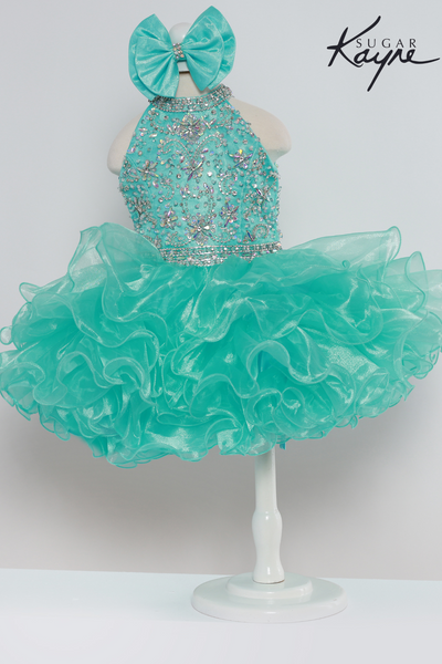 Sugar Kayne Pageant Cupcake Ruffled Crystal Embellished Girls Dress