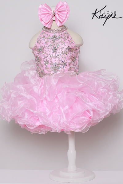 Sugar Kayne Pageant Cupcake Ruffled Crystal Embellished Girls Dress