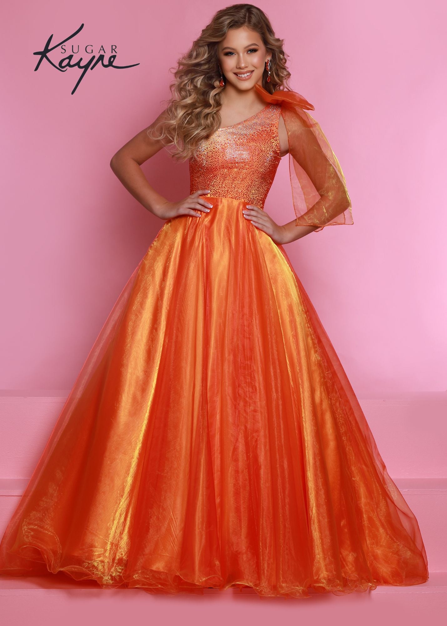 Sugar Kayne By Johnathan Kayne Elegant One Shoulder Girls Pageant Ballgown