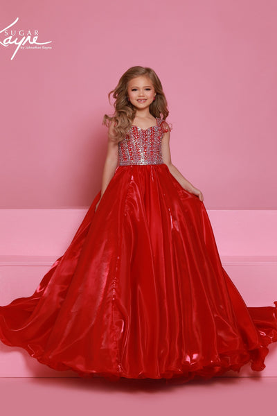 Sugar Kayne Girls Pageant Dress C400 – Bubblegum , Cherry & White