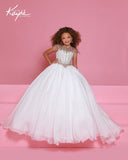 Girls Pageant Ball Gown with Crystal Illusion Details | Sugar Kayne
