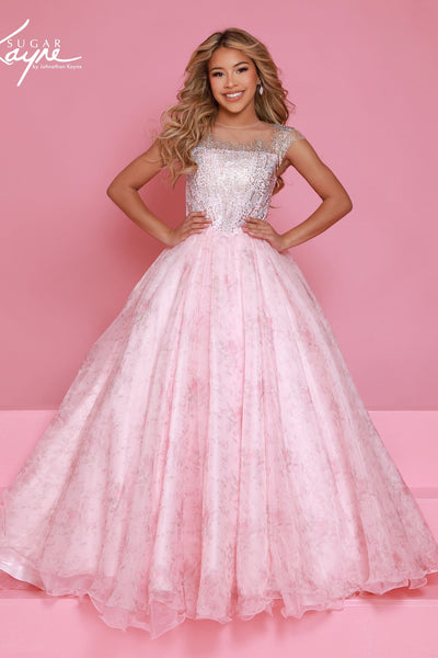 Girls Pageant Ball Gown with Beaded Bodice | Sugar Kayne