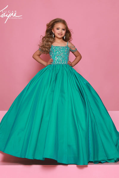Girls Pageant Ball Gown with Beaded Bodice | Sugar Kayne