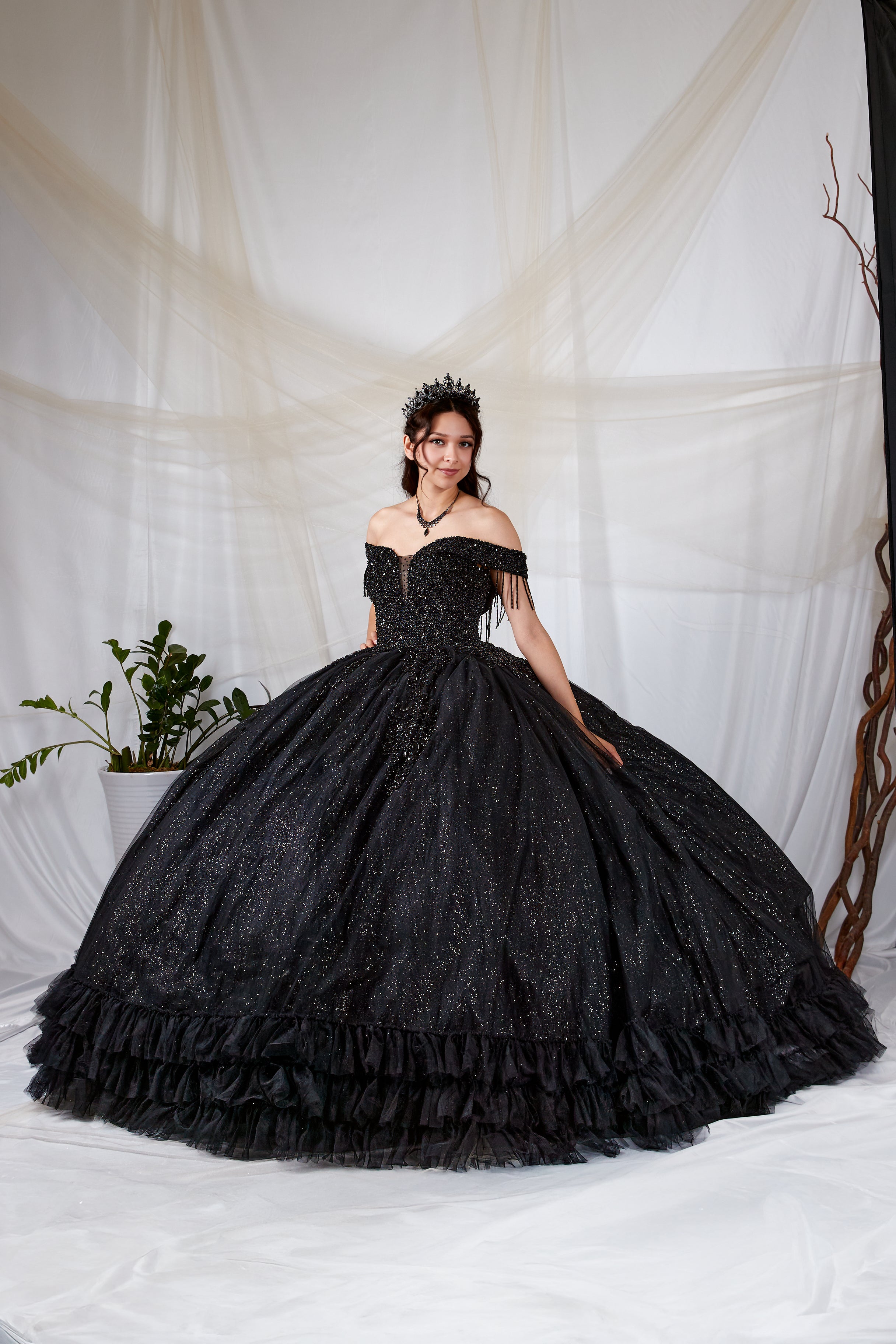 Black Glitter Ball Gown