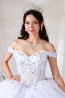 Princess Collection White Crystal Ball Gown – Off-Shoulder Pageant Dress
