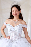 Princess Collection White Crystal Ball Gown – Off-Shoulder Pageant Dress