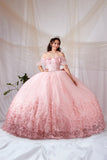 Zarina Pink Butterfly Quinceañera Dress | Princess Ballgown