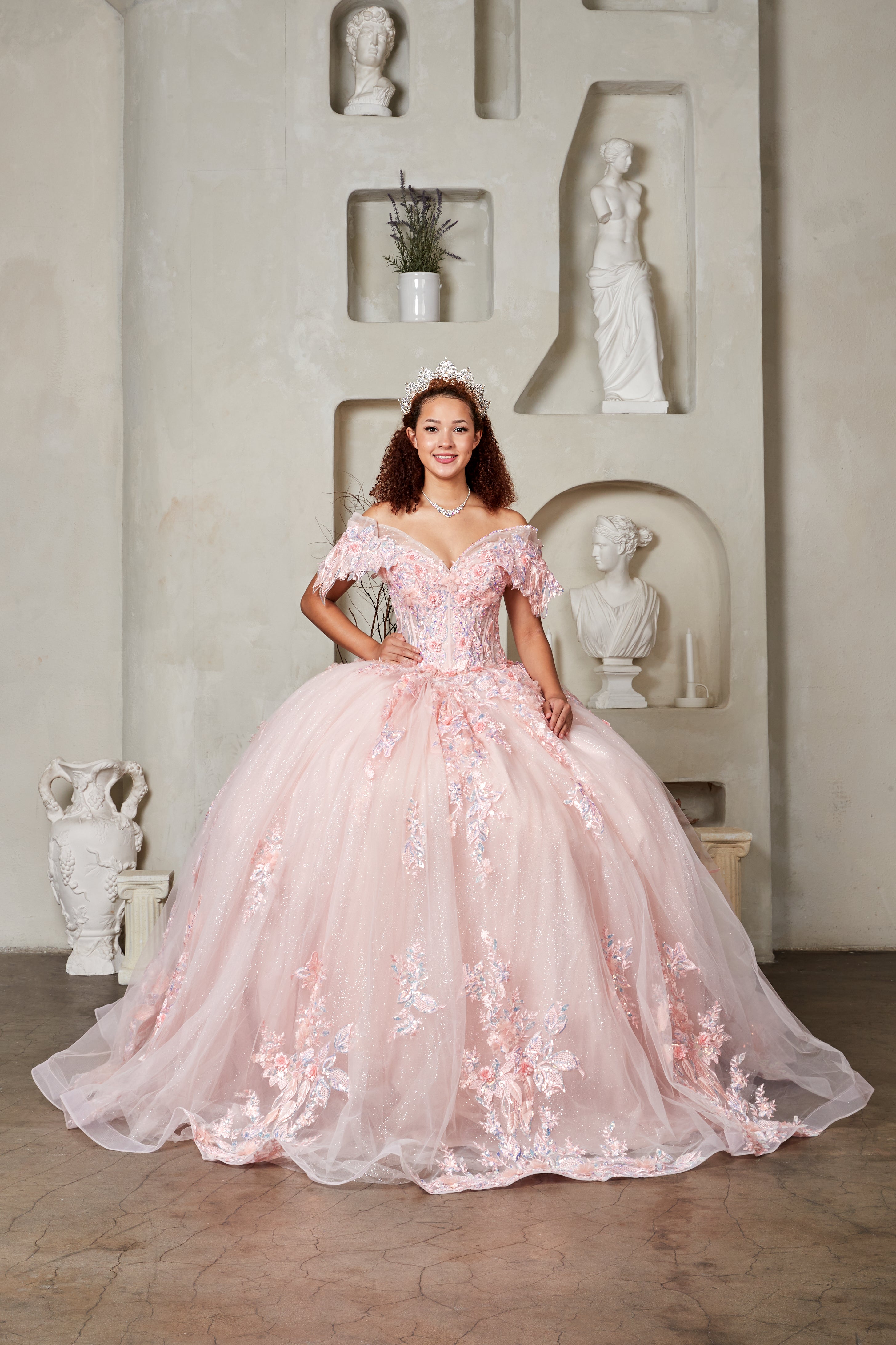 Maribella Enchanted Gown – Butterfly Quinceañera Dress Blush Blush / SMALL