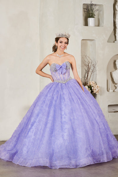 Justina Rosé Gown – Lilac Quinceañera Dress with Bow