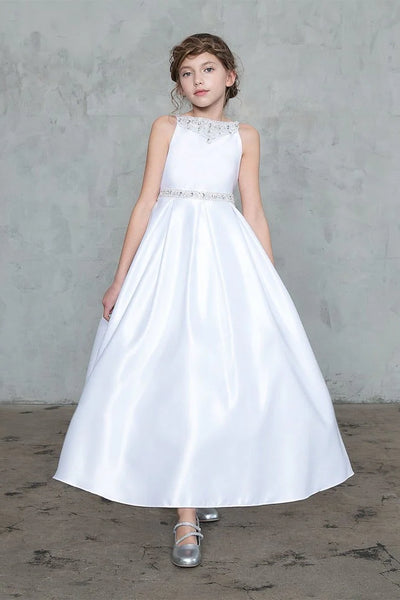 Rebekah Grace Satin Gown – Elegant Communion & Pageant Dress