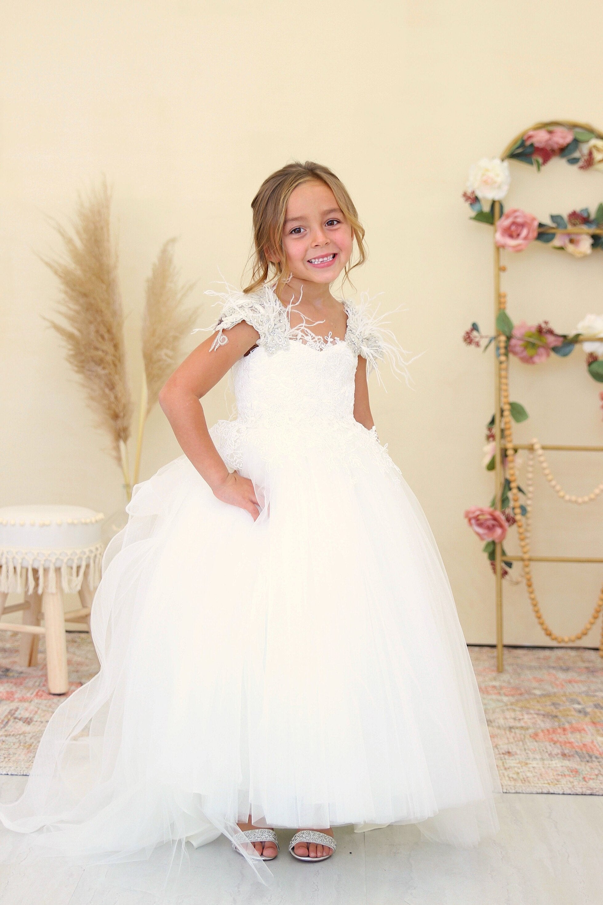 Amalee Couture Gorgeous Flower Girl 1st Communion Floor Length Dress 