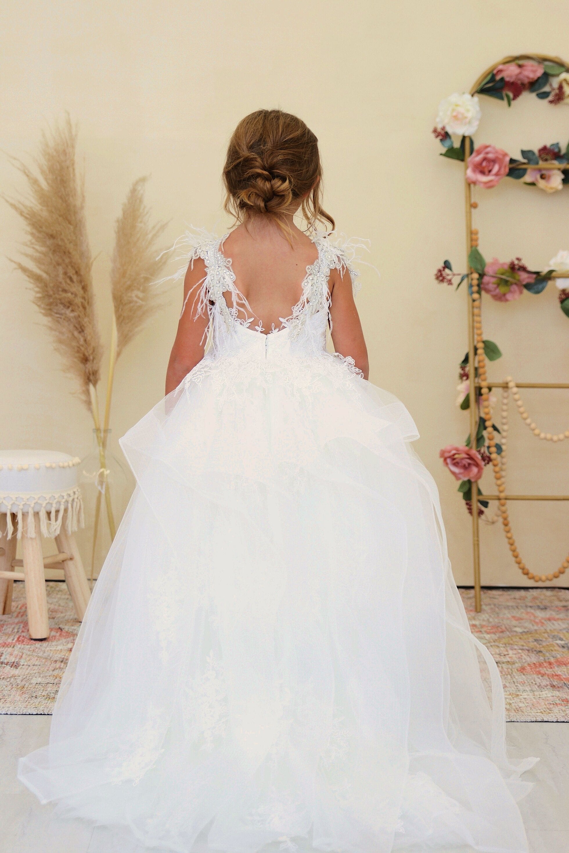 Amalee Couture Gorgeous Flower Girl 1st Communion Floor Length Dress 