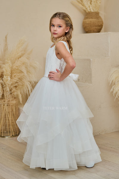 Teter Warm Gorgeous Flower Girl Communion Party Lace Tulle Dress 