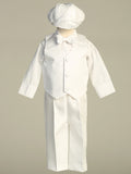 Luca Boys’ Christening Tuxedo – White Baptism Suit with Hat & Bowtie