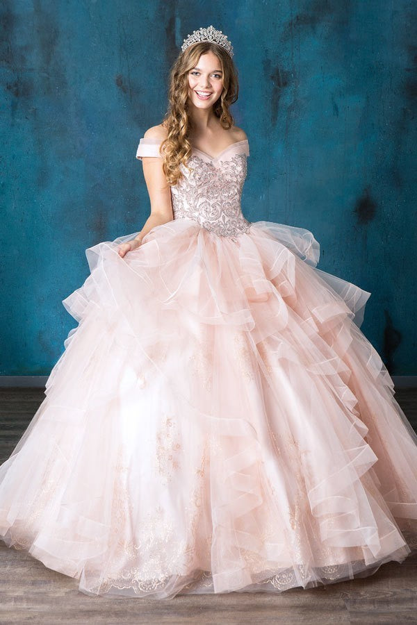 Special Occasion Beaded Off The Shoulder Chiffon Gown For Quince