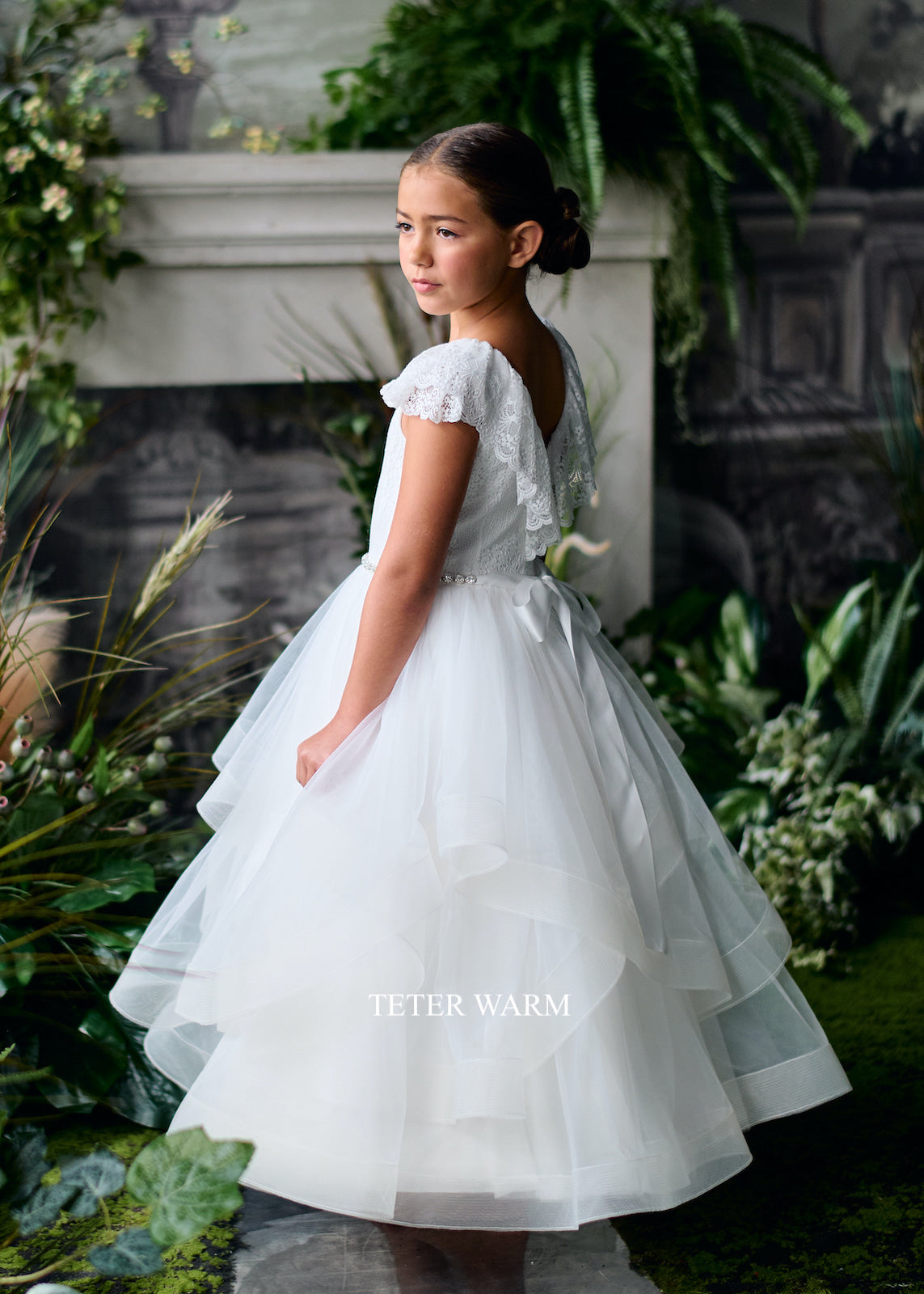 Teter Warm Couture Girls exquisite Lace Tulle Floor Length Dress