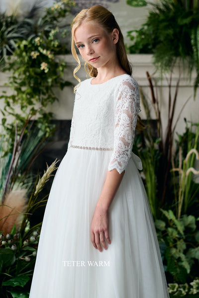 Teter Warm Couture Elegant Lace Tulle Flower Girl Communion Dress