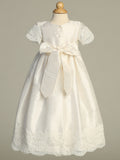 Esther Grace Raw Silk Christening Gown – Baptism Dress for Girls