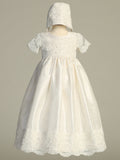 Esther Grace Raw Silk Christening Gown – Baptism Dress for Girls