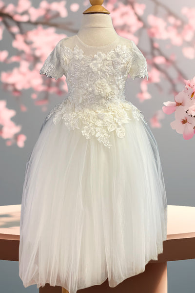 Aria Tulle Elegance Gown | Amalee Couture Ivory or White Dress for Girls