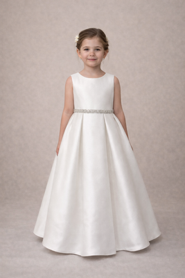 Margot Elise Amalee Couture Satin Flower Girl Gown