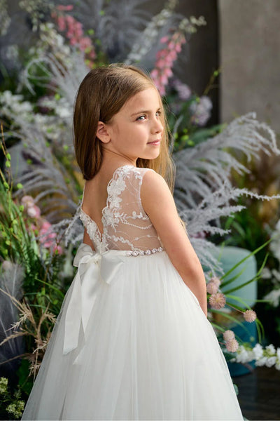 Teter Warm Couture Chloe Flower Girl Dress with Tulle 3D Floral Accent