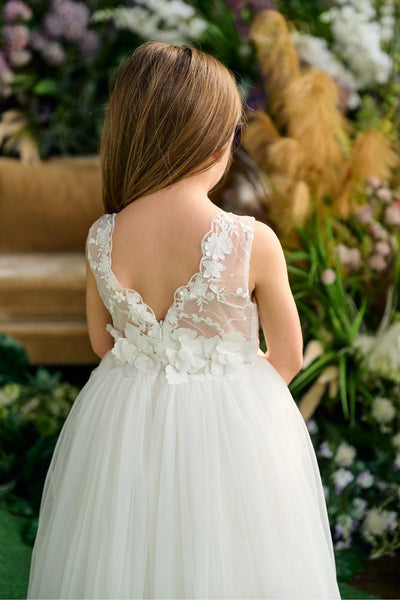 Teter Warm Couture Chloe Flower Girl Dress with Tulle 3D Floral Accent