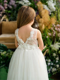 Teter Warm Couture Chloe Flower Girl Dress with Tulle 3D Floral Accent