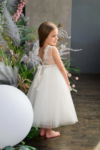 Teter Warm Couture Chloe Flower Girl Dress with Tulle 3D Floral Accent