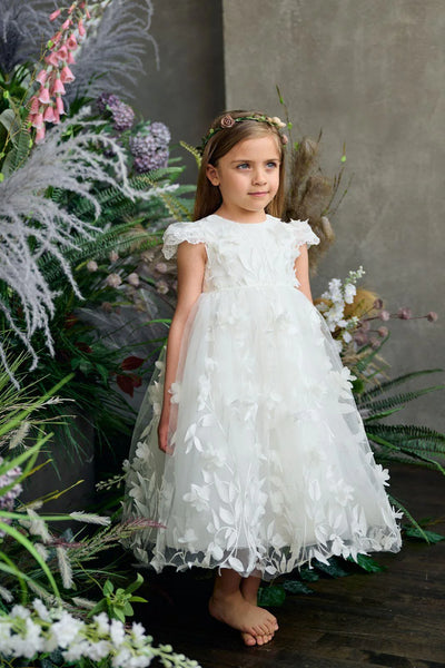 Lilliana White 3D Floral Dress – Communion & Special Event