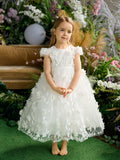 Lilliana White 3D Floral Dress – Communion & Special Event