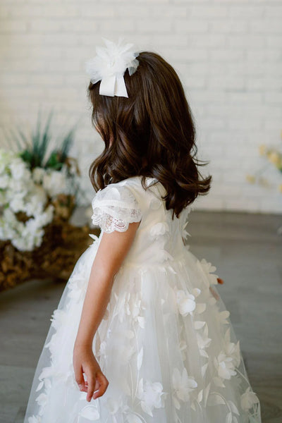 Lilliana White 3D Floral Dress – Communion & Special Event