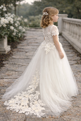 Aria Tulle Elegance Gown | Amalee Couture Ivory or White Dress for Girls