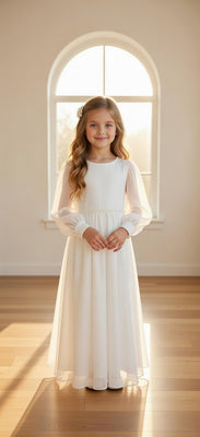Serenelle Ivory Amalee Couture Chiffon Communion Gown