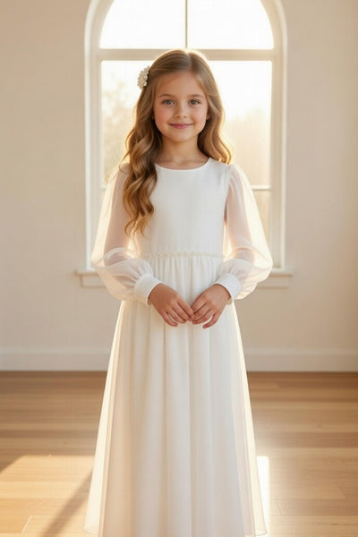 Serenelle Ivory Amalee Couture Chiffon Communion Gown