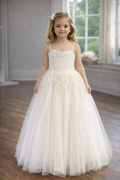Amalee Couture Girls Flower Girl Dress Luxury Pageant Gown with Train