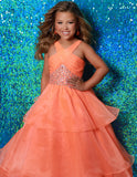 2Cute Kate Parker Girls Pageant Dress | Orange & Turquoise Gown
