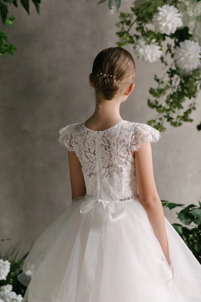 Teter Warm Couture Flower Girl Communion Embroidered Lace Floor Length Dress