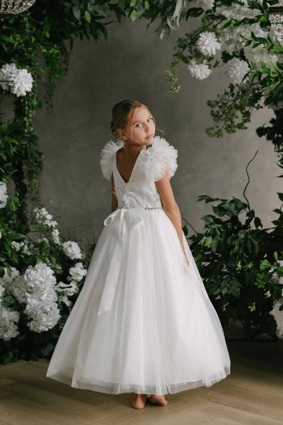 Girls Lace Tulle Off White Communion Dress By Teter Warm