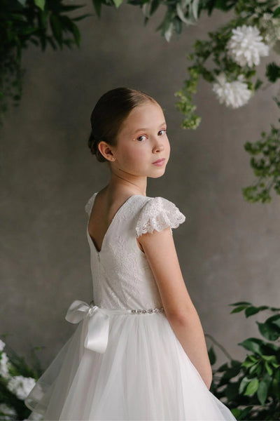 Julianna Lace Tulle Dress – Communion & Flower Girl Gown