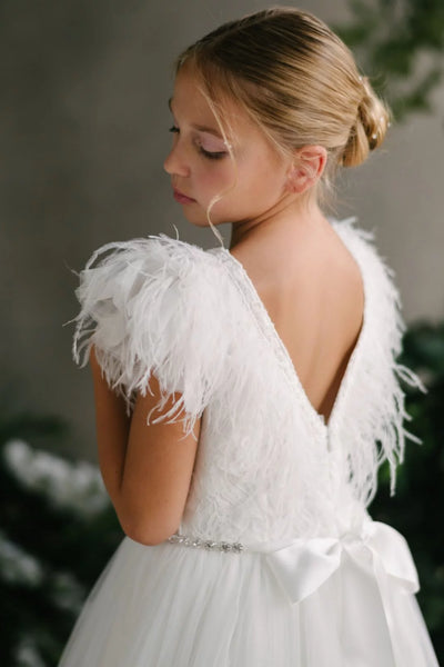 Teter Warm Couture Communion Flower Girl Embroidered Lace Tulle Dress