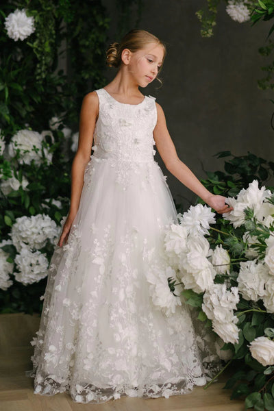Off White Communion Flower Girl Special Occasion Dress - Teter Warm