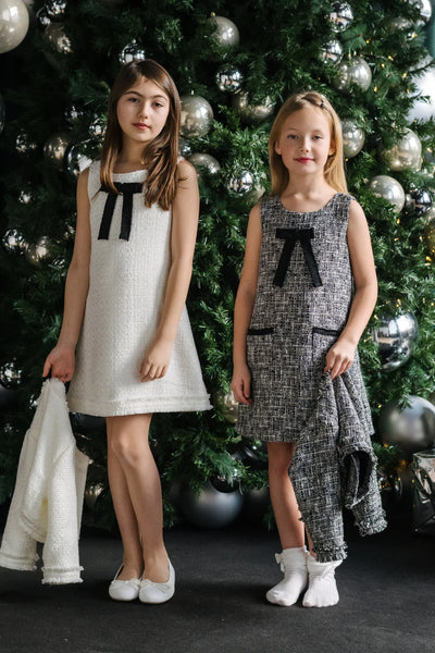 Delphine Teter Warm Girls Blue Tweed Party Dress