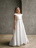 Teter Warm Couture Satin Communion Dress with Beaded Waist